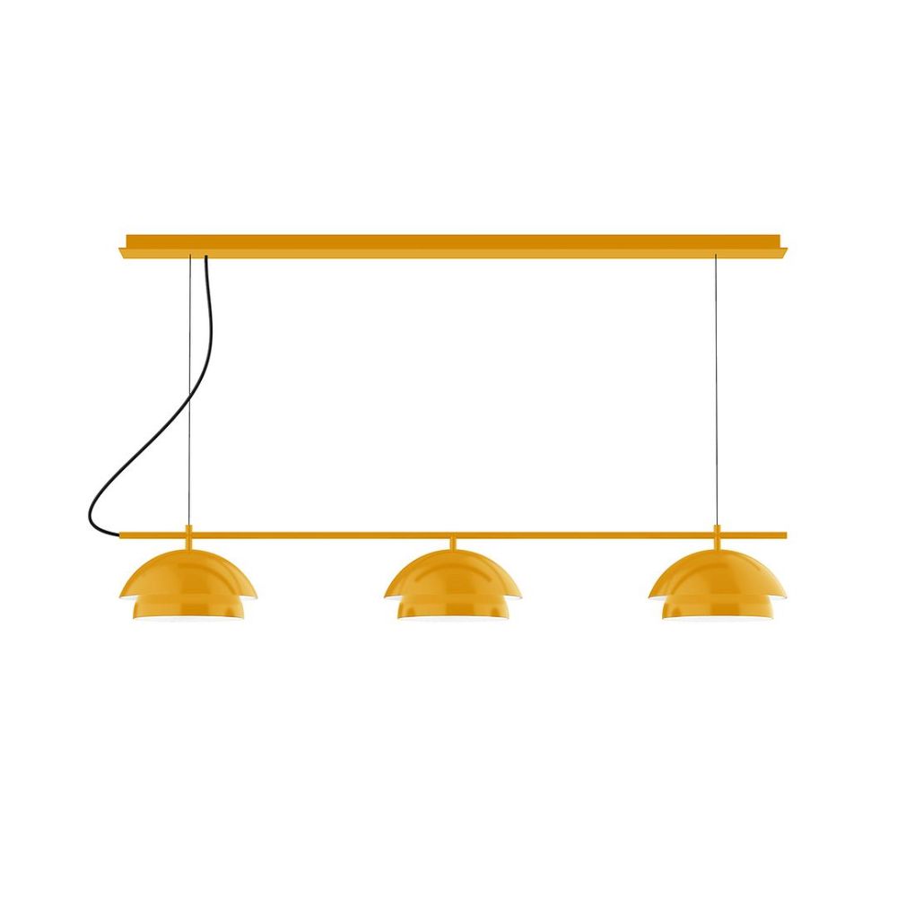 Montclair Lightworks CHDX445-21 3-Light Linear Axis Chandelier Bright Yellow Finish